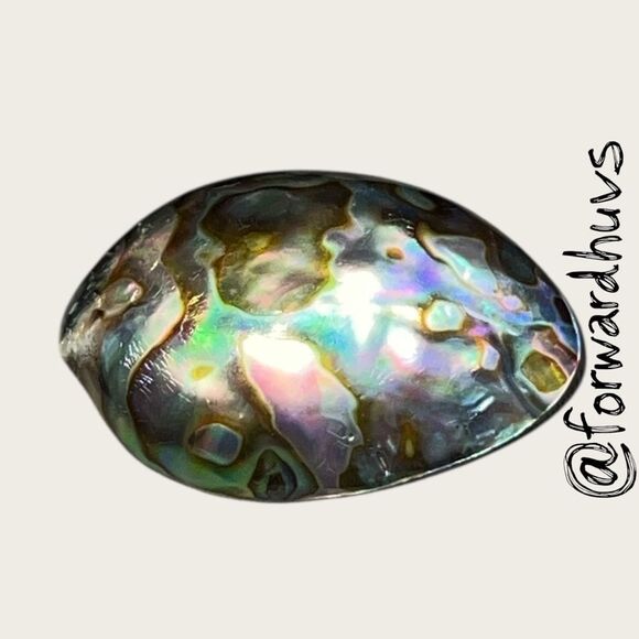 Vintage Iridescent Abalone Shell Brooch – 1.75” Oval, Plastic Back - Picture 7 of 8